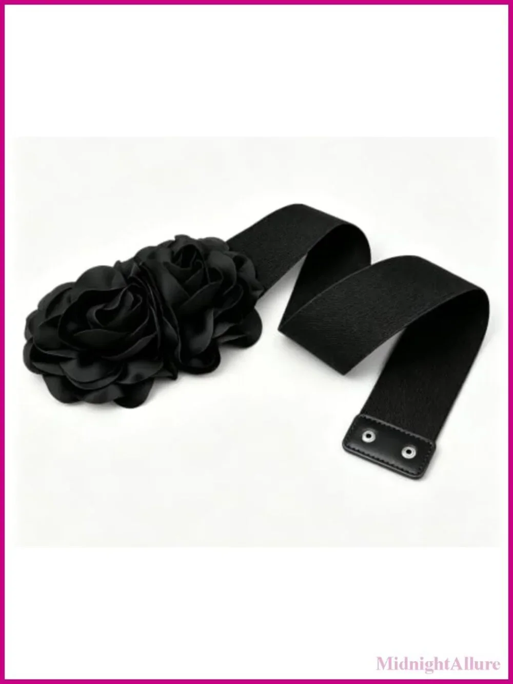 Women's Elastic Waist Belt Floral Decor Stretch Band for Dress Coat S/M